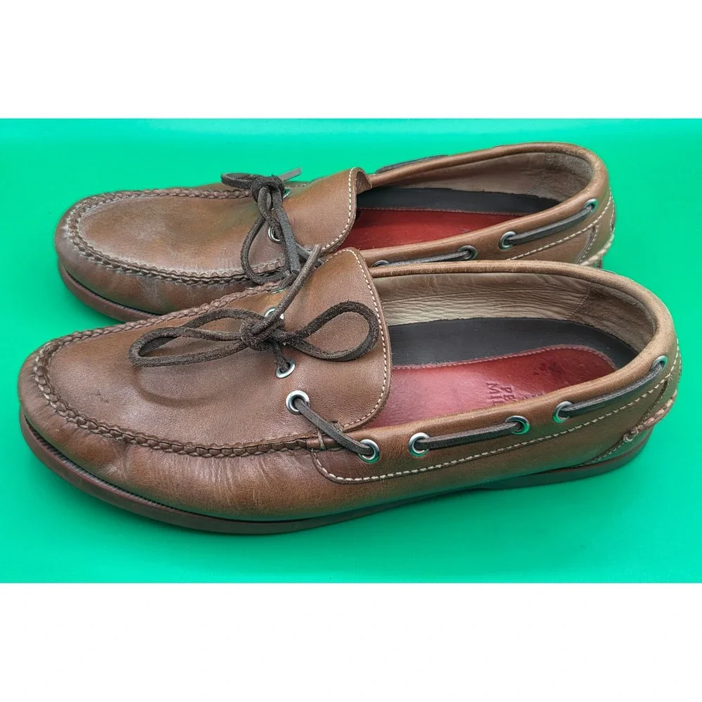 Peter Millar Mens Brown Leather Boat Shoes Loafers MC00F13 Size 10M Brazil